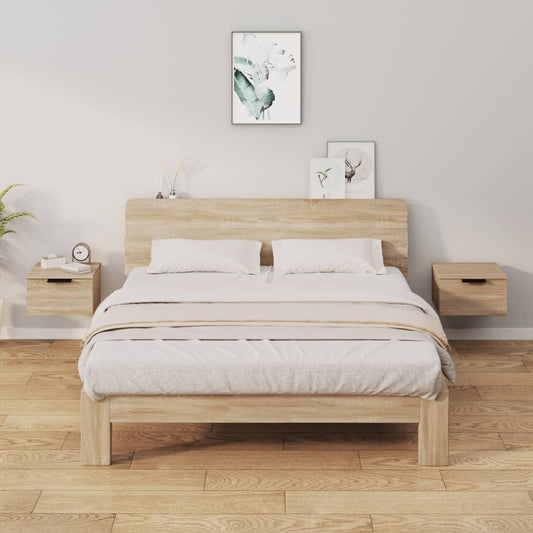 Wand-Nachttische 2 Stk. Sonoma-Eiche 34x30x20 cm