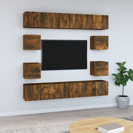 10-tlg. TV-Schrank-Set Räuchereiche Holzwerkstoff