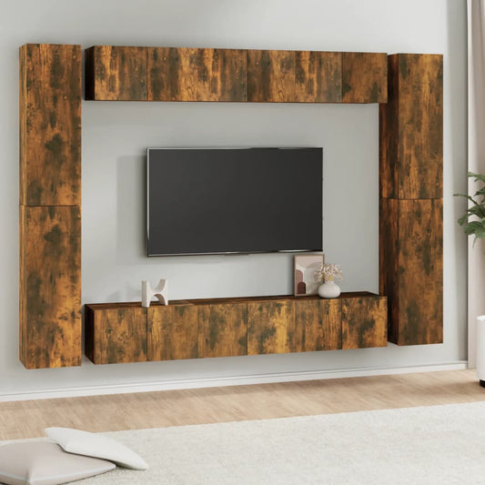 10-tlg. TV-Schrank-Set Räuchereiche Holzwerkstoff
