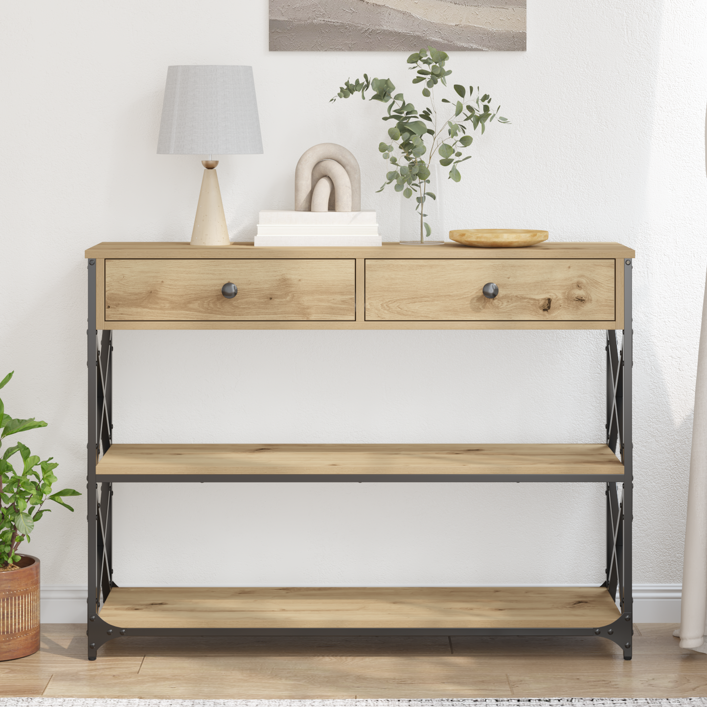 Konsolentisch Artisan Eiche 100x28x75 cm Holzwerkstoff & Stahl