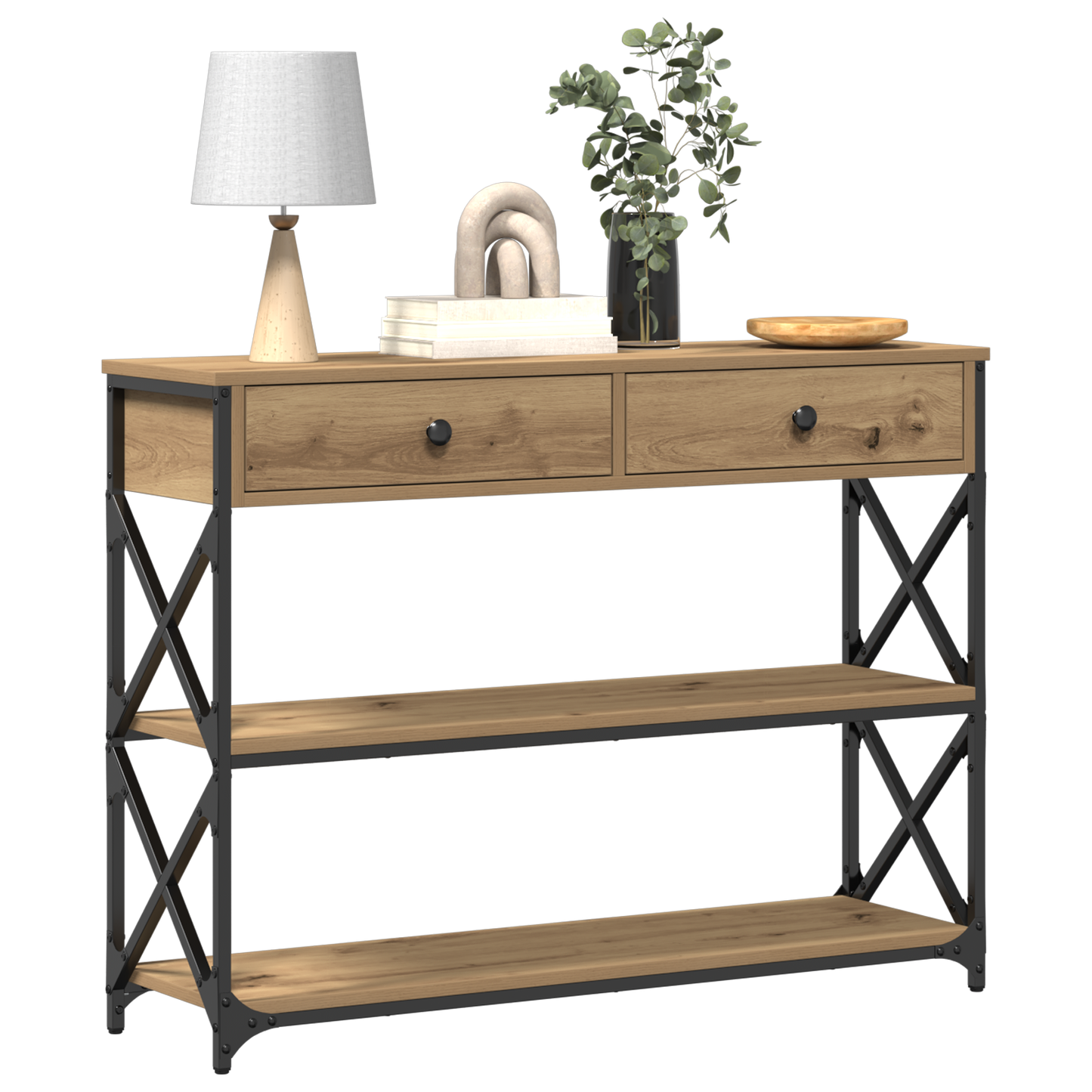 Konsolentisch Artisan Eiche 100x28x75 cm Holzwerkstoff & Stahl